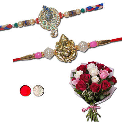 "Rakhi with Flowers - code F08 - Click here to View more details about this Product